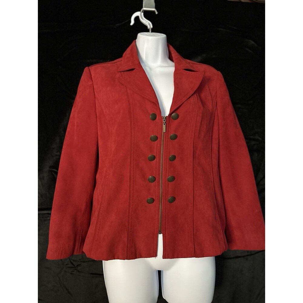 Conrad C Collection Ladies Red Faux Suede  Zip Up Blazer Size 6,